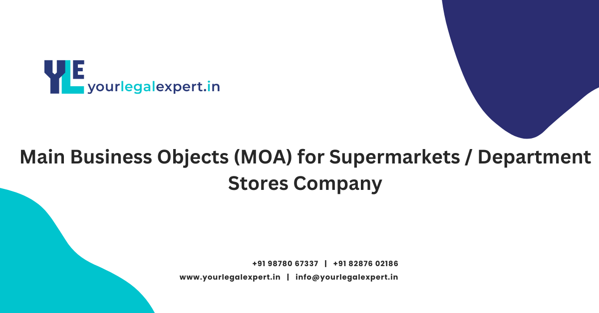 Main Business Objects (MOA) for Supermarkets / Department Stores Company